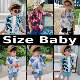 Size Baby - Áo Sơ Mi Đi Biển Mềm Mát - Trái Đào Thơm Dưa Hấu Cây Dừa - Hoạ Tiết Hoa Lá Trái Cây Hawaii