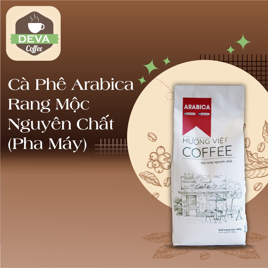 Cà Phê Arabica Rang Mộc Nguyên Chất (Xay Pha Máy)