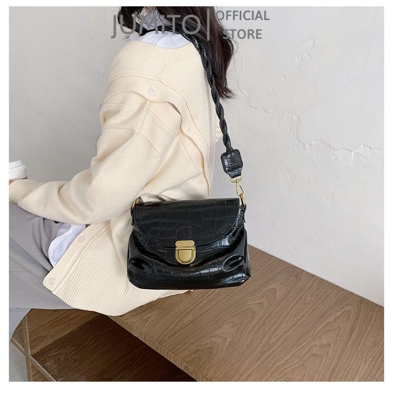 Túi đeo chéo kẹp nách nữ quai tết da mềm siêu xinh JUMITO SA928