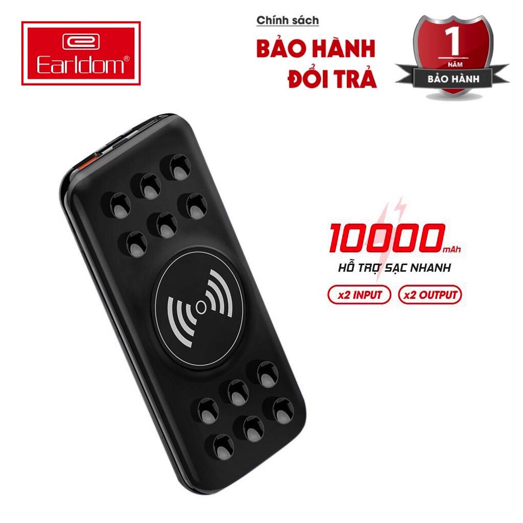 Sạc Dự Phòng Tích Hợp Sạc Không Dây 10000mAh Earldom PD01 Hàng Chính Hãng - BH Lỗi 1 Đổi 1