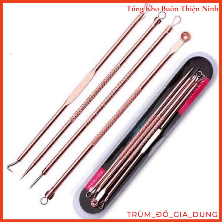 HỘP NẶN MỤN VÀ LẤY RÁY TAI INOX 4 QUE 8 ĐẦU