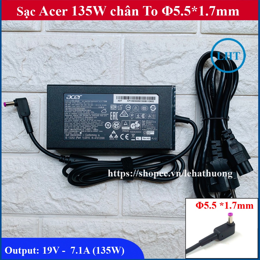 ⚡️[Sạc Zin] Sạc Laptop Acer 19V - 7.1A - 135W Chân tím