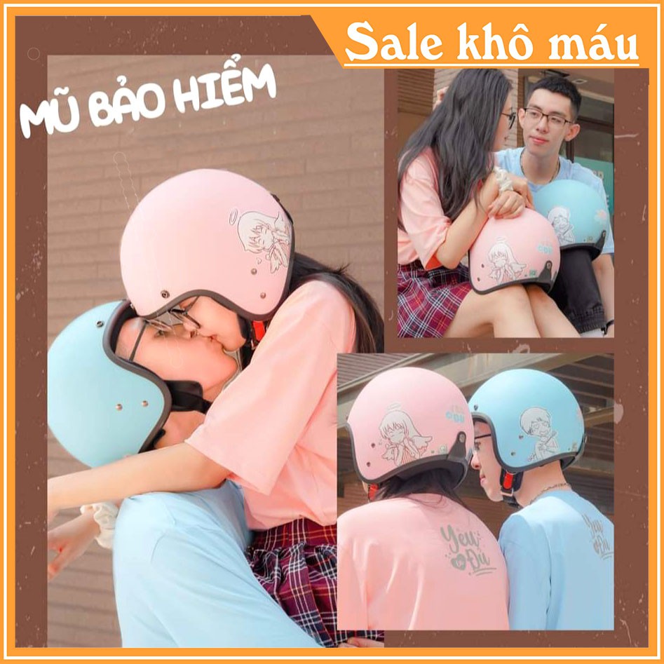 Mũ bảo hiểm 3/4 Trơn đủ màu - Đi phượt cực chất Free Size/Mũ bảo hiểm tình yêu 3 màu phù hợp với mọi size đầu- YÊU LÀ ĐỦ