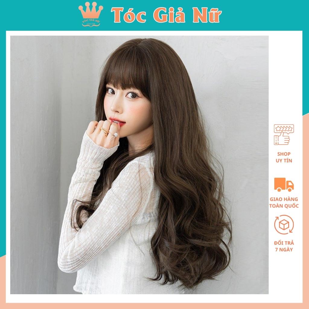 Tóc giả nữ nguyên đầu xoăn dợn dài tự nhiên, tặng kèm lưới trùm, mã 8289