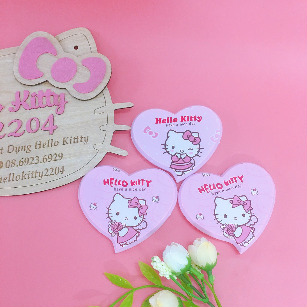 Gương trái tim kèm lược Hello Kitty