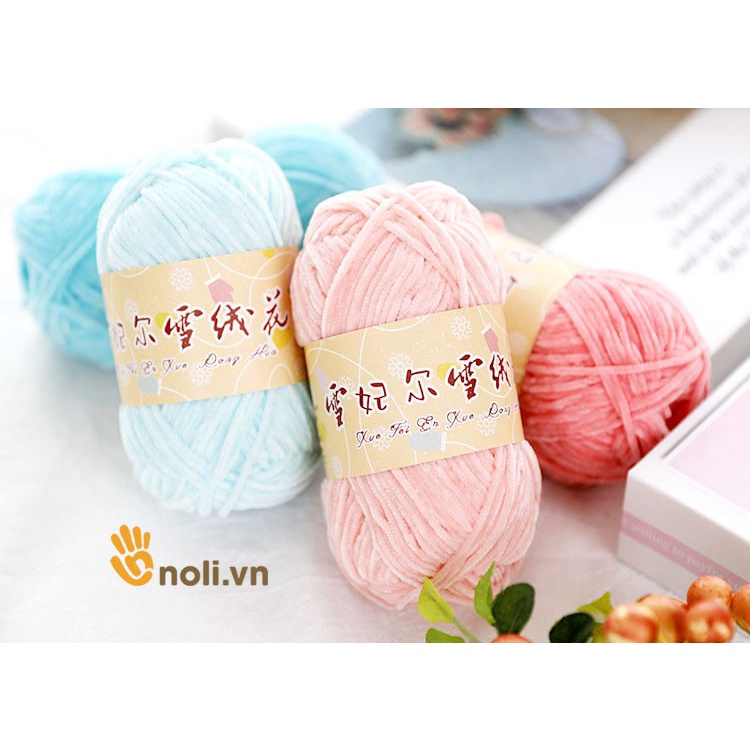 Len nhung 2mm đan móc thú bông, khăn, áo, váy siêu mềm mịn, không rụng lông, bảng màu đa dạng 50g nội địa Trung