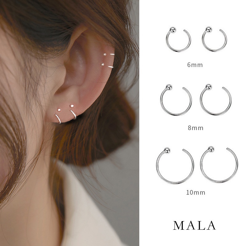 Khuyên tai MAYEBE LAVEND mạ bạc 925 hình tròn đơn giản phong cách Hàn Quốc thời trang cho nữ