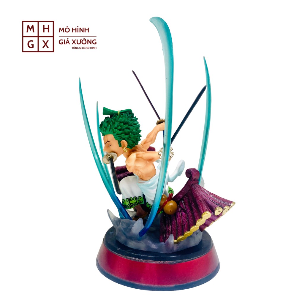 Mô hình One Piece Zoro cởi trần wano trên mái cao 14cm , trạng thái chiến đấu , figure mô hình one piece giá xưởng