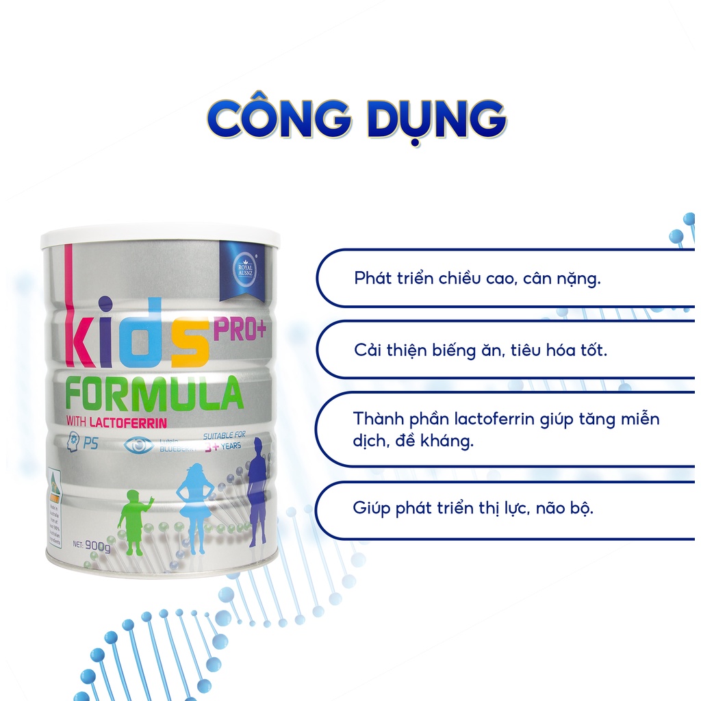 Sữa Hoàng Gia Úc ROYAL AUSNZ Kids Pro+ Formula With Lactoferrin Bổ Sung Dưỡng Chất Cho Trẻ Từ 3 Tuổi 900g