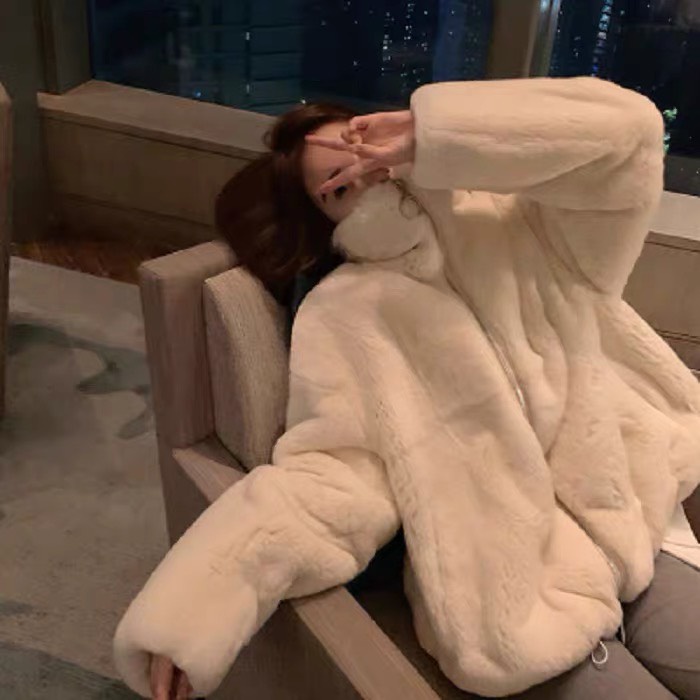HOT ÁO KHOÁC THU ĐÔNG LÔNG CỪU CỔ ĐỨNG, ÁO KHOÁC LÔNG THÚ BÔNG DÀY DẶN, PHONG CÁCH TRẺ TRUNG CÁ TÍNH