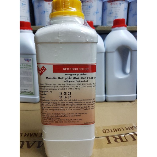 Màu thực phẩm  dạng nước  màu xanh lá, Tím, Nâu, Đỏ, vàng, Cam, xanh dương, hồng.