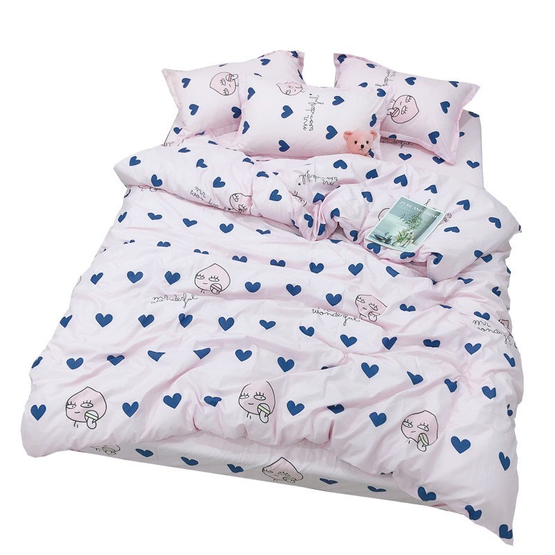 [MẪU CHO BÉ] Cotton Poly Nhập Mẫu TIM XANH NỀN HỒNG (đủ kích thước)