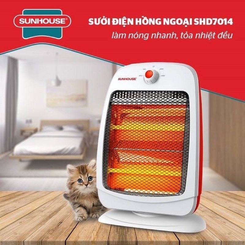 Đèn sưởi, Quạt sưởi điện hồng ngoại Saiko | Sunhouse | Ecosun 2 bóng SHD7013/14 (Bảo hành 12 tháng)