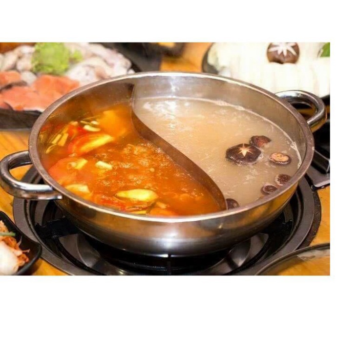 Nồi Lẩu 2 Ngăn NHẬP KHẨU CHÍNH HÃNG Nắp Kính Sang Trọng 30cm Nấu Được Bếp Từ Chất Liệu Inox Dày Dặn