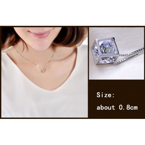 Mặt dây chuyền mạ bạc mặt hình khối thời trang