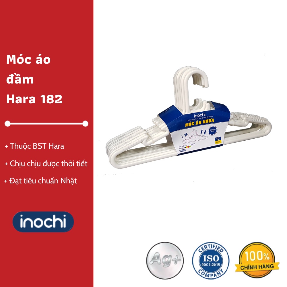 Bộ 10 móc áo đầm Hara 182 - Thiết kế tinh tế, Chống chịu được mọi loại thời tiết, Chất lượng Nhật Bản