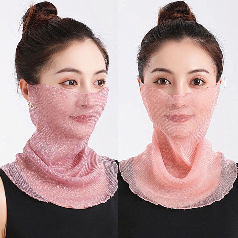 Khăn Choàng Cổ Che Mặt Và Cổ Bằng Lụa Chiffon Chống Tia Cực Tím Thoáng Khí Đa Chức Năng Cho Nam Nữ