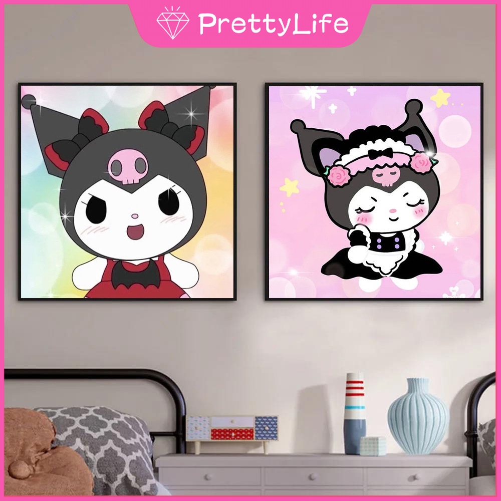 Bộ Tranh Đính Đá 5D Họa Tiết Hoạt Hình Kuromi Độc Đáo Kích Thước 30x30CM DIY Dùng Trang Trí
