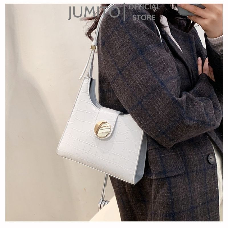 Túi xách nữ đeo chéo kẹp nách da sần cúc giữa to hàng Quảng Châu JUMITO SA534