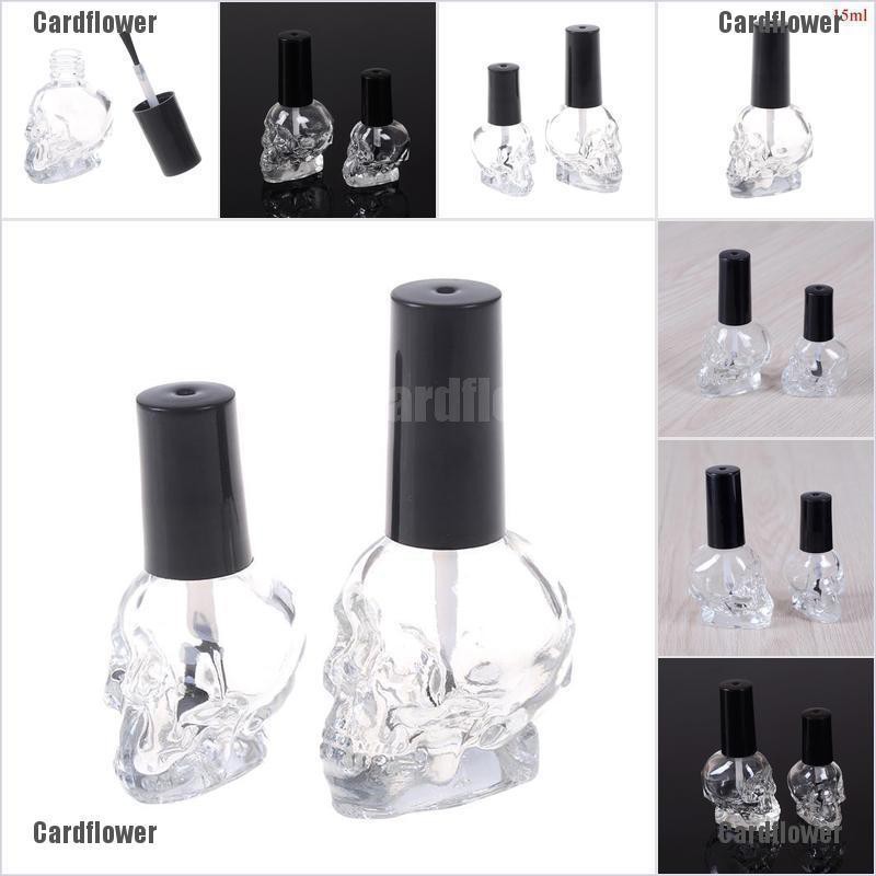 Lọ Thủy Tinh Rỗng Trong Suốt Hình Đầu Lâu 10 / 15ml Đựng Nước Sơn Móng Tay