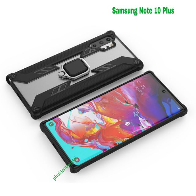 Ốp lưng Samsung Note 10 Plus chống sốc siêu nhân giá đỡ Iring cao cấp