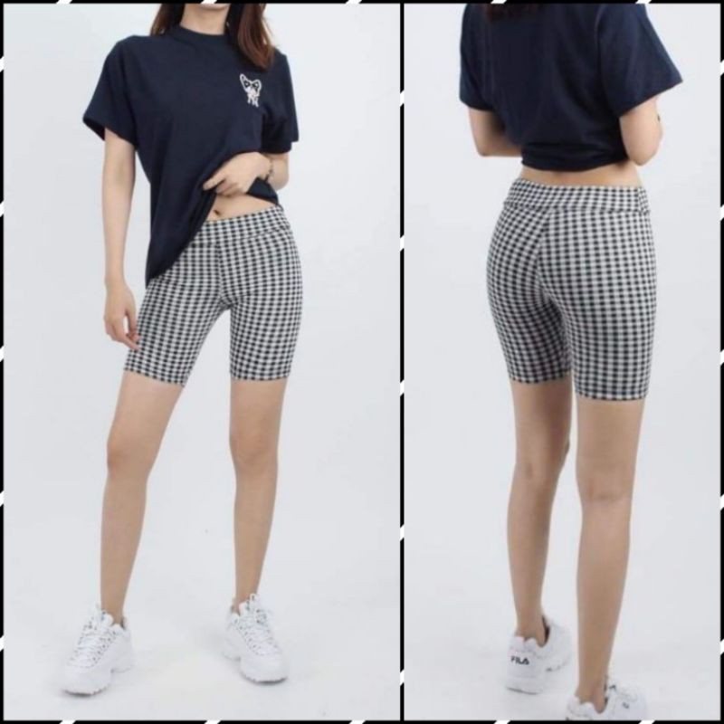 Quần biker short thun ôm caro F21 xuất khẩu