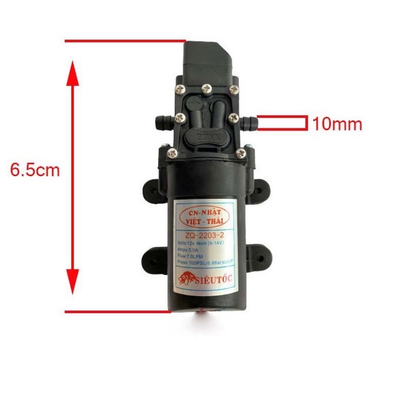 Máy bơm nước mini 12V áp lực cao dung tích nước 8L phút sử dụng làm bộ phun sương tưới cây,bộ rửa xe mini