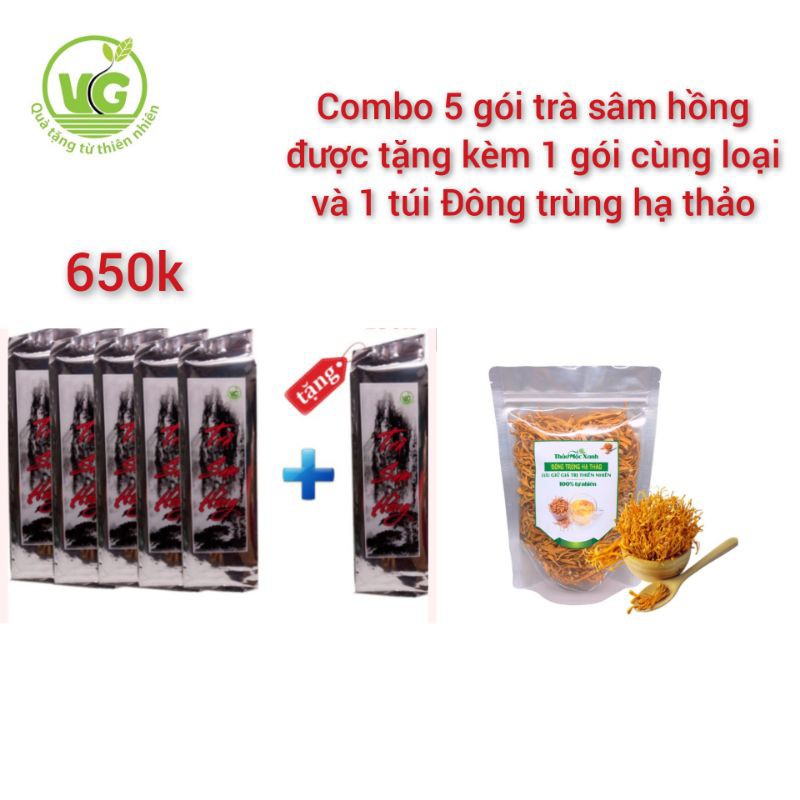 Trà Sam Hồng mua 5 gói 500gr Tặng 1 gói 500gr + 1 túi Đông trùng hạ thảo sấy khô