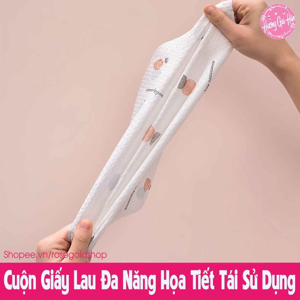 Cuộn Giấy Lau Vải Không Dệt Có Thể Tái Sử Dụng Họa Tiết , Vệ Sinh Bếp, Nhà Cửa Tiện Lợi, Siêu Thấm Hút