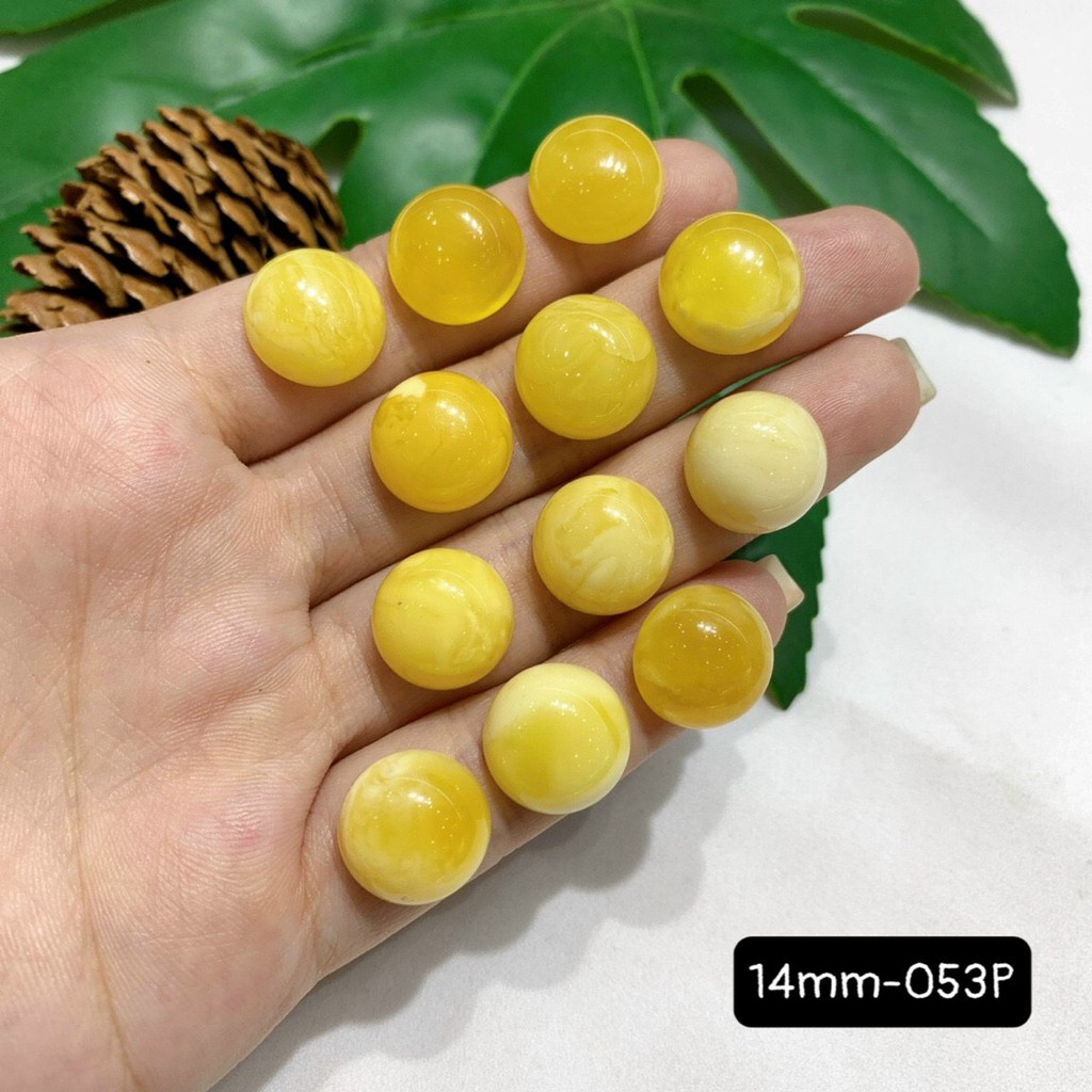 Mặt Đá Hổ Phách Vàng Vân Sữa Hình Tròn Đủ Size Vừa Cập Bến