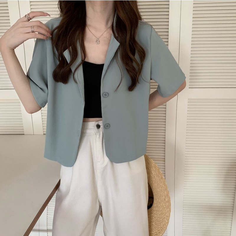 Áo khoác blazer dáng rộng màu trơn phong cách Hàn Quốc dành cho nữ | WebRaoVat - webraovat.net.vn