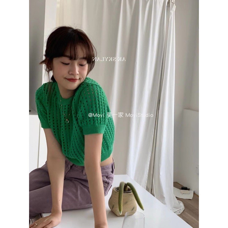 181. ÁO LEN LƯỚI CROPTOP