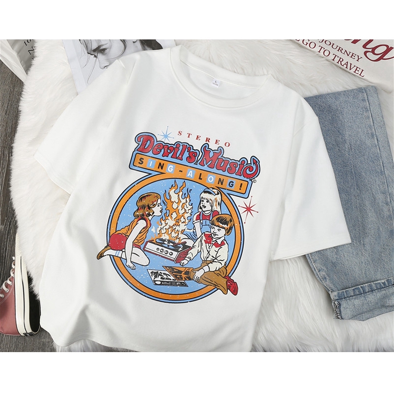 SUXI Áo Thun Tay Ngắn In Hình Hoạt Hình Thời Trang Hàn Quốc Dành Cho Bạn Nữ