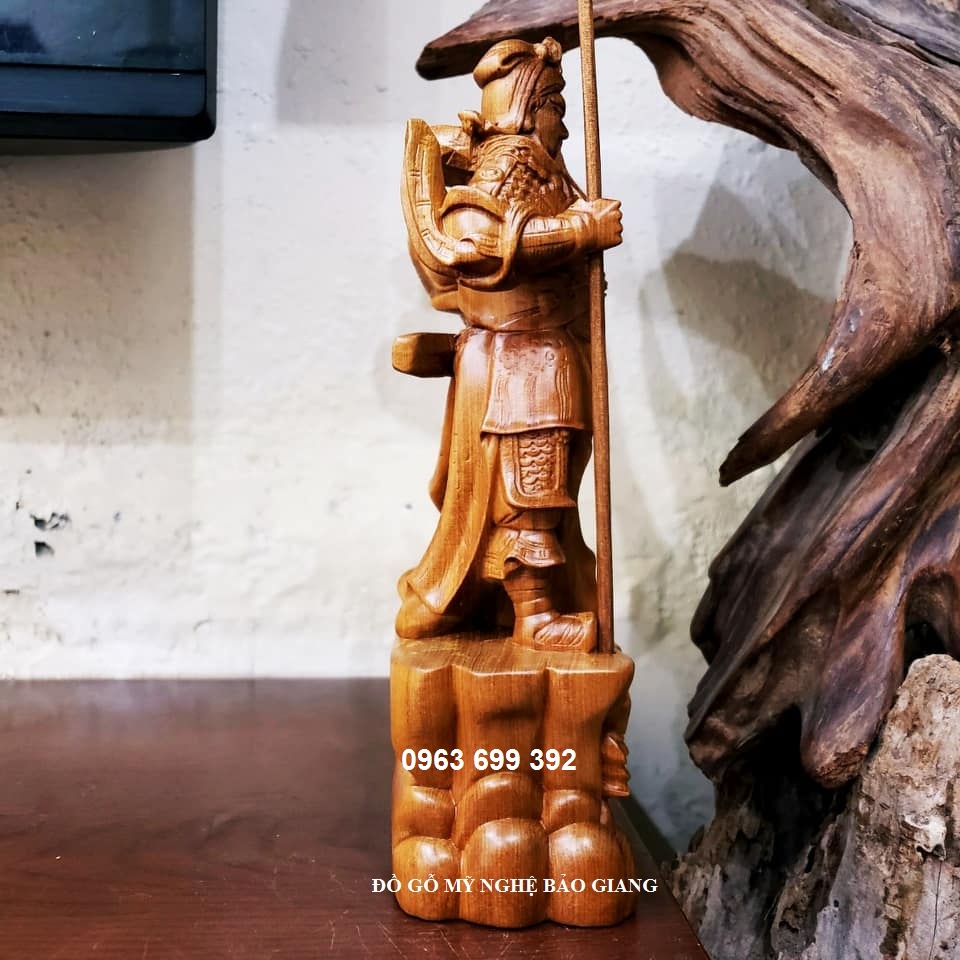 Tượng quan công quan vân trường gỗ bách thơm cao 20cm