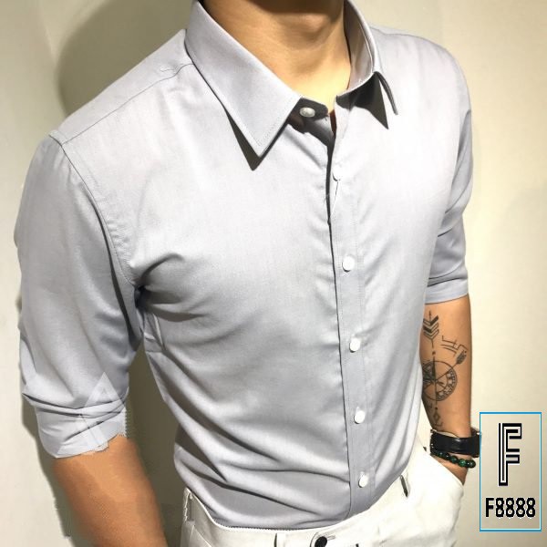 Áo sơ mi nam dài tay áo kiểu hàn quốc F8888 Màu Ghi Xám Cao cấp