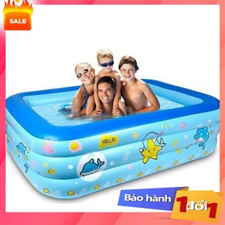 Bể bơi phao cho bé ,Bể bơi phao trong nhà, hình chữ nhật kích thước 180cm, Bể bơi cho bé tại nhà mùa hè mát mẻ dày dặn