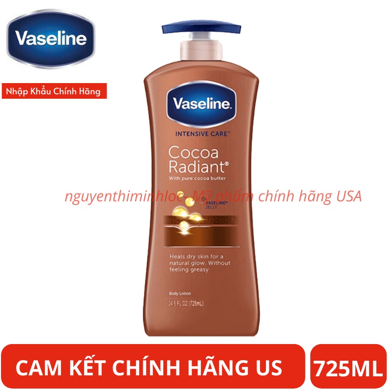 SỮA DƯỠNG THỂ VASELINE - Intensive Care Cocoa Glow Body Lotion 725ml ( Nâu )