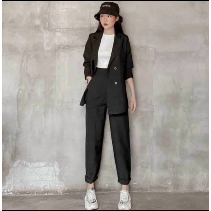 Sét vest nữ đồ công sở gồm áo vest kèm quần dài sang trọng cá tính lịch sự Kawaii Mise