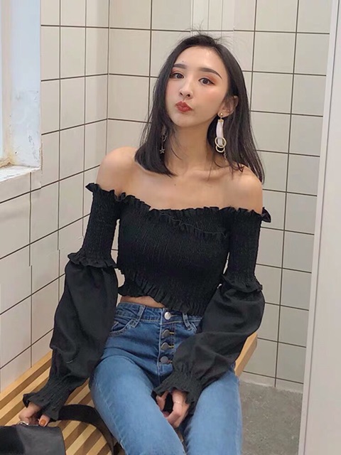 Áo voan bo nhúng vạt chéo croptop siêu đẹp HÌNH THẬT TRẢI SÀN SHOP TỰ CHỤP