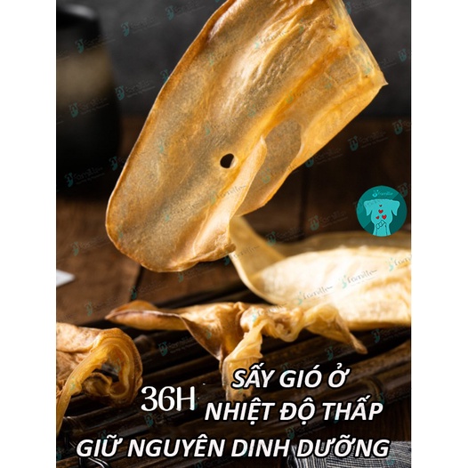 Snack Sạch Răng Miệng JFamille, Tai Bò Vị Caramel, Bổ Sung Canxi, Collagen, Protein, Giảm Stress &amp; Chống Cắn Phá. JF147