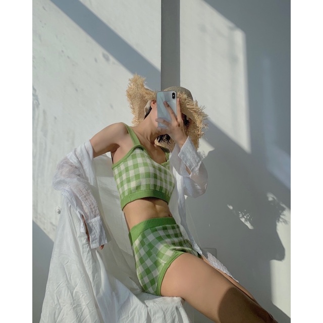 Set bikini caro xanh | BigBuy360 - bigbuy360.vn