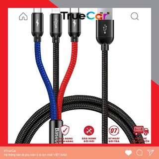 [Hàng Chính Hãng] Dây cáp sạc Baseus 3 trong 1 tiện lợi dành cho điện thoại iPhone và các dòng Android - Bảo hành 12T