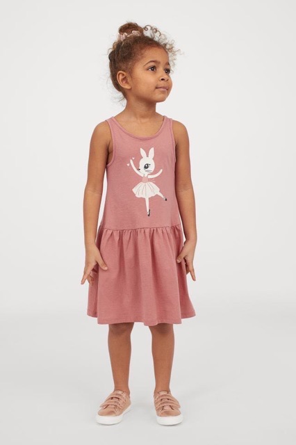 Váy sát nách thỏ hồng HM 1-10Y (có ảnh thật)