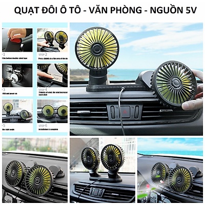 Mẫu mới: Quạt xe hơi - quạt đôi ôto