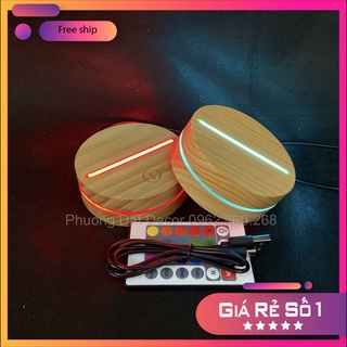 Đế Đèn Led 3D Tròn Bằng Gỗ Cao Cấp/ Đèn Trang Trí Phòng Ngủ Siêu Đẹp ( Sỉ SLL)