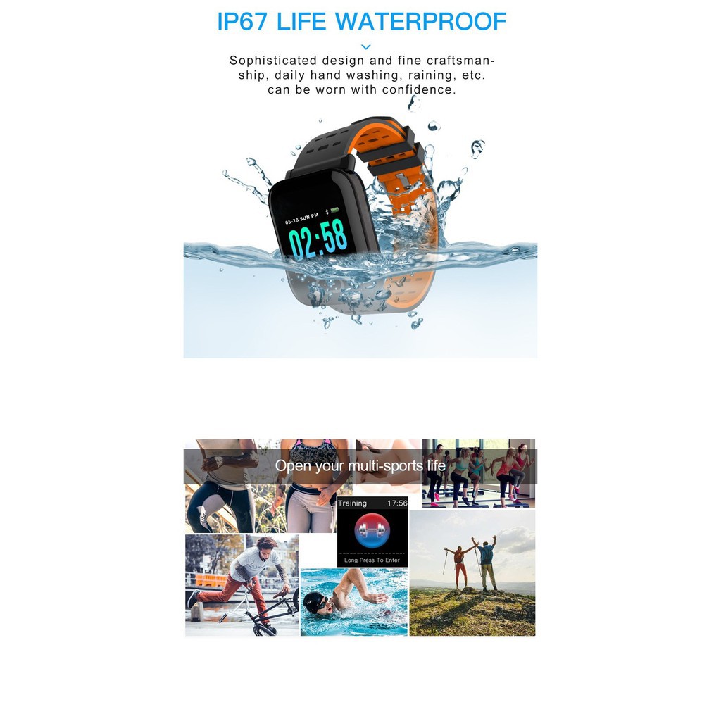 A6 Bluetooth Smartwatch Water Resistant Blood Pressure Monitor / Heart Rate