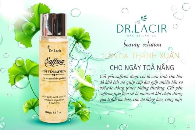 [tặng nạ thủy tinh] TONER TINH THỂ BẠC HÀ VÀ TONER CỐT YẾN SAFFRON DR.LACIR