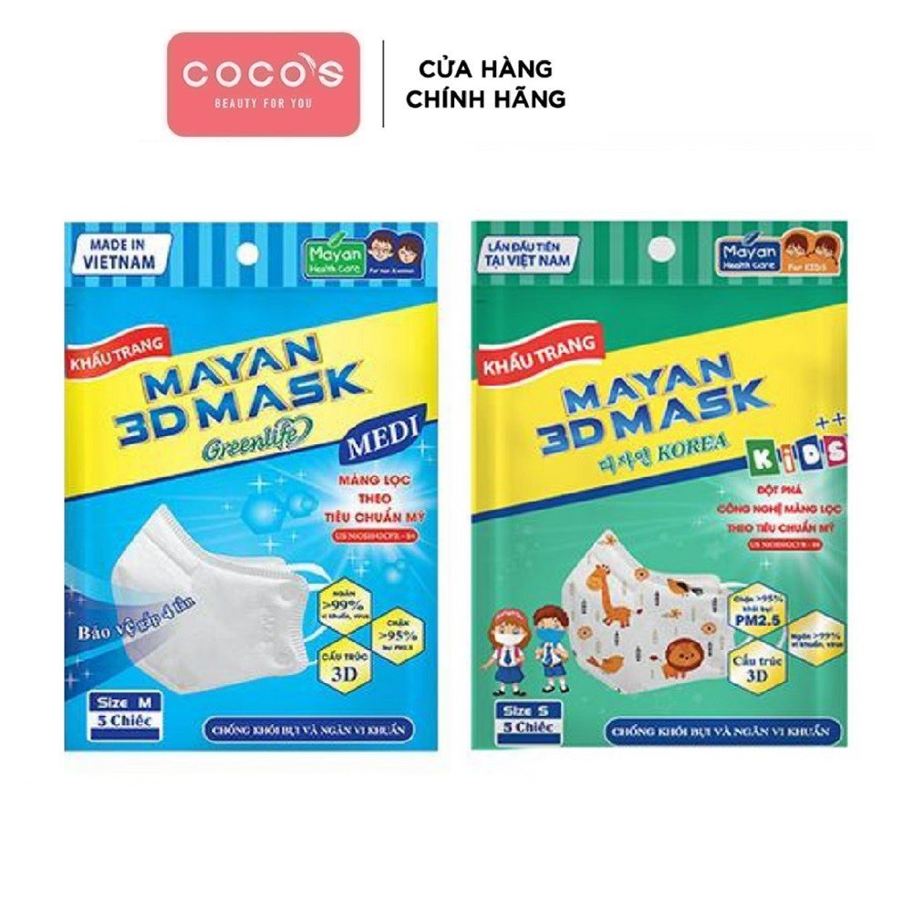 Khẩu Trang Mayan 3D Mask Media Chống Bụi PM 2.5 4 lớp - Gói 5 cái