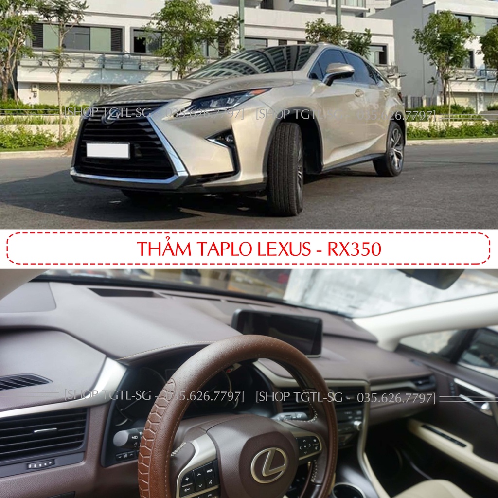 [Lexus RX350-2021] Thảm Taplo oto loại da vân gỗ,da cacbon,da nỉ đen và nhung lông cừu dày 3 lớp