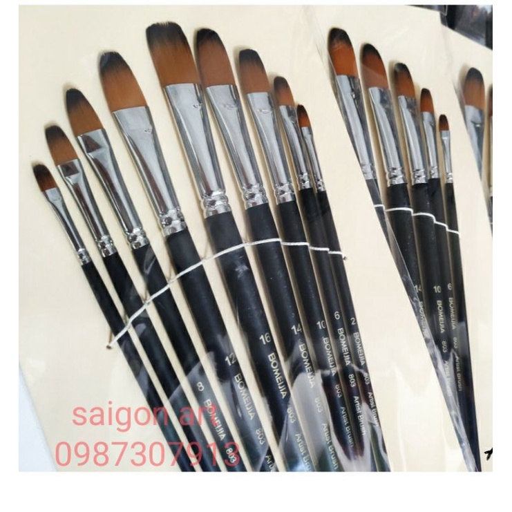 Bộ 9 Cọ VẼ BEMEIJIA 803, TORO GOLDEN SƠN DẦU, ACRYLIC, NƯỚC...